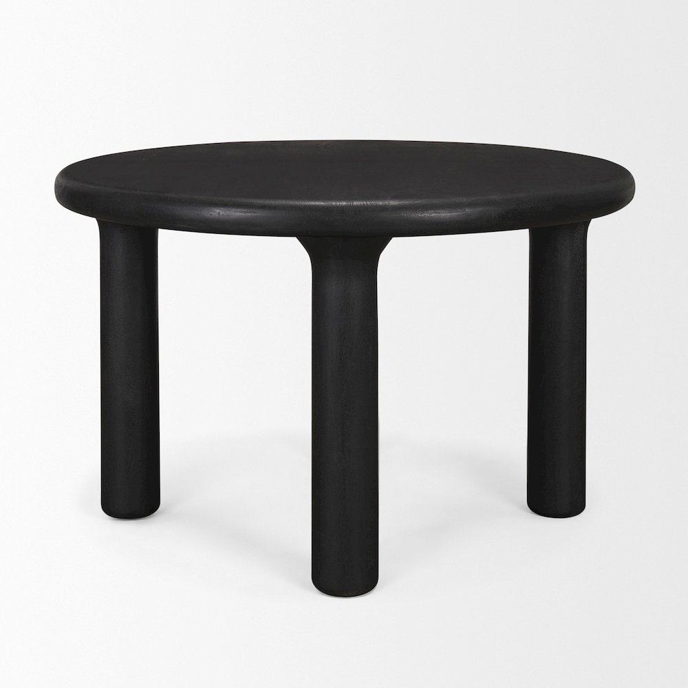Soma Textured Black Acacia Wood Round Dining Table