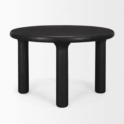 Soma Textured Black Acacia Wood Round Dining Table
