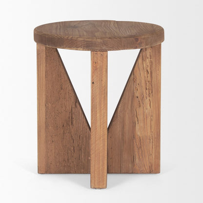 Tahlia Round Natural Brown Wood Angled Legs Stool