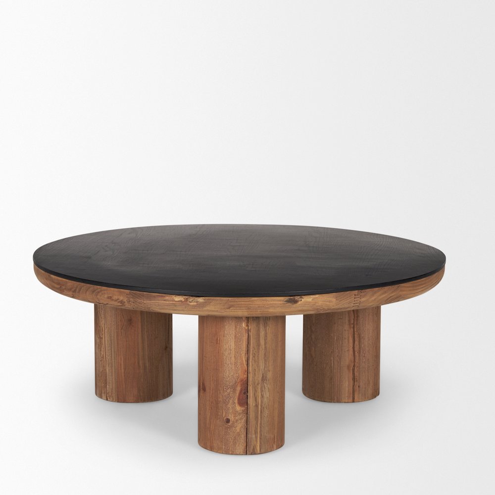 Tucson Natural Wood Round Black Oak Top Coffee Table