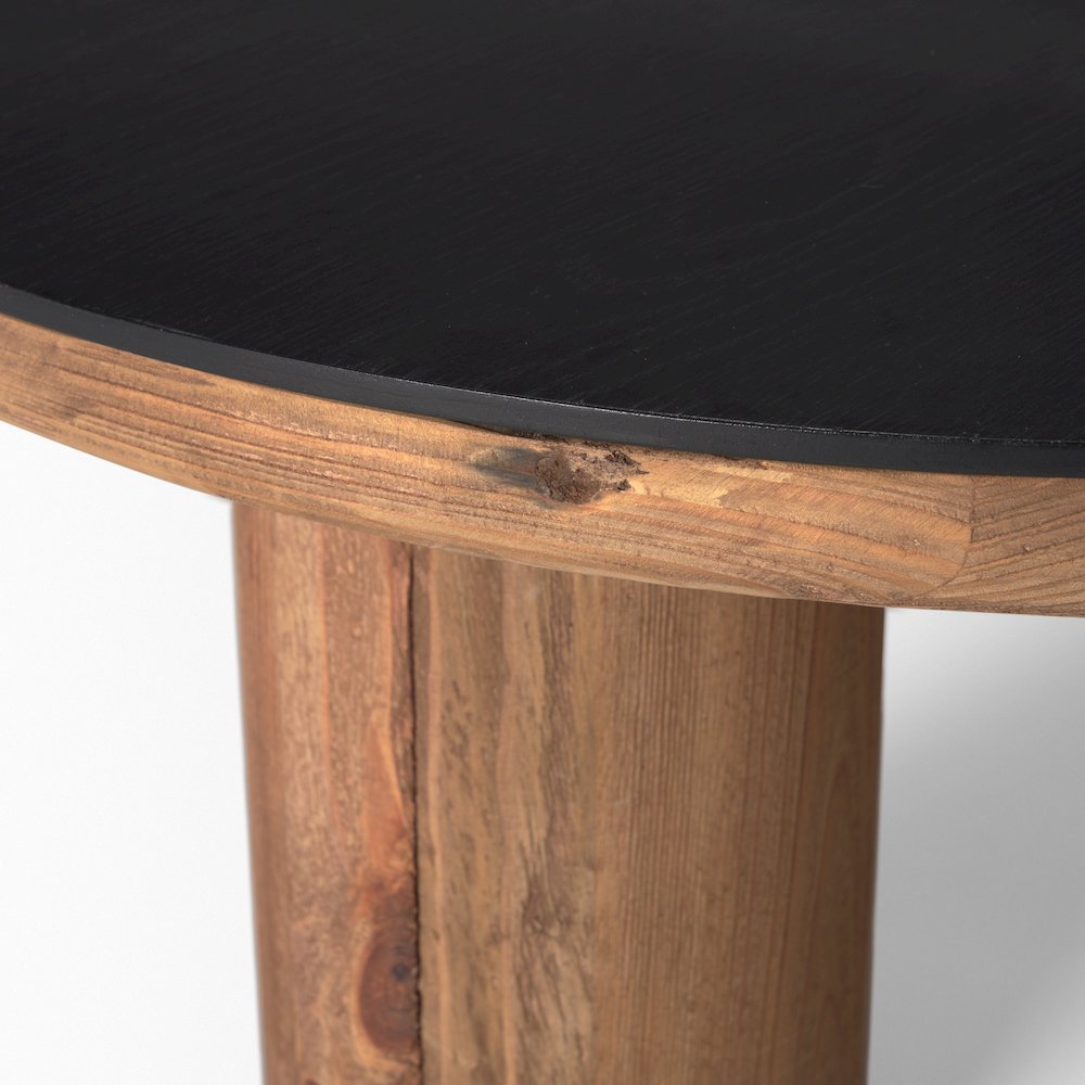 Tucson Natural Wood Round Black Oak Top Coffee Table