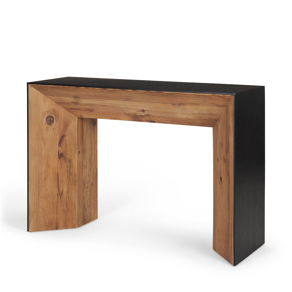 Natural Wood Black Oak Waterfall Console Table