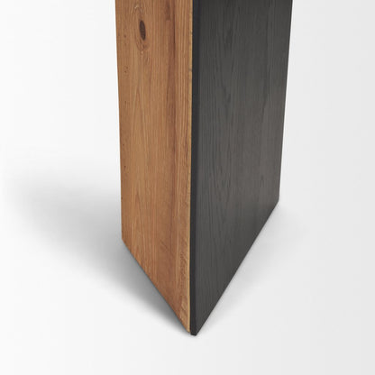 Natural Wood Black Oak Waterfall Console Table
