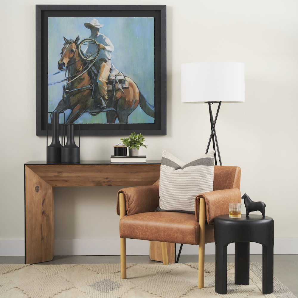Natural Wood Black Oak Waterfall Console Table