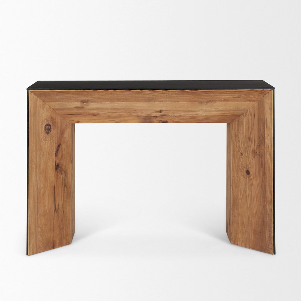 Natural Wood Black Oak Waterfall Console Table