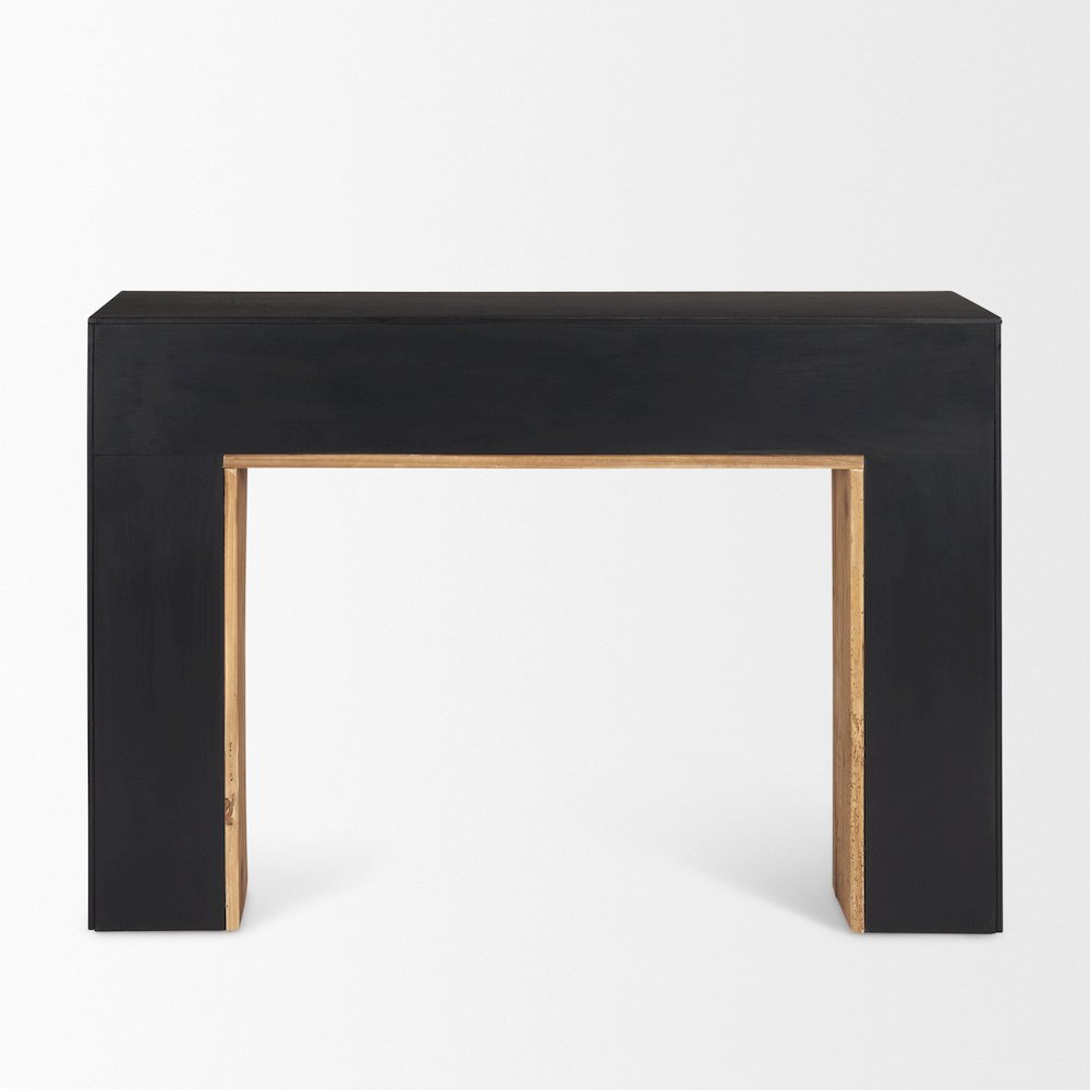 Natural Wood Black Oak Waterfall Console Table