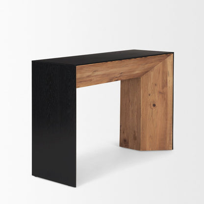 Natural Wood Black Oak Waterfall Console Table