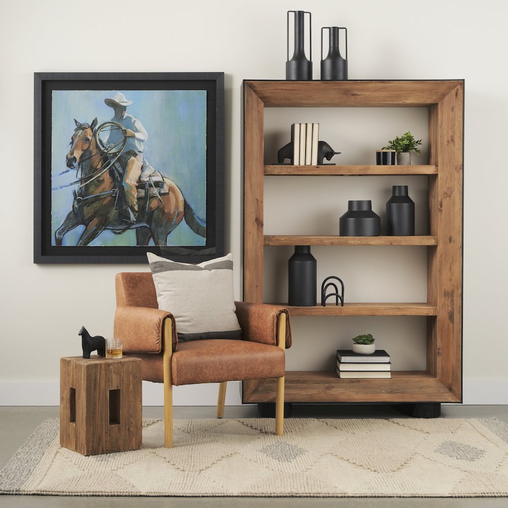 Natural Wood Black Oak Frame Bookcase