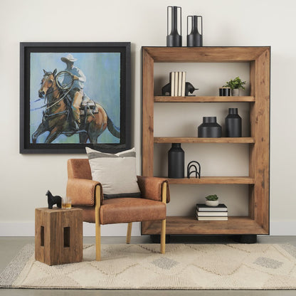 Natural Wood Black Oak Frame Bookcase