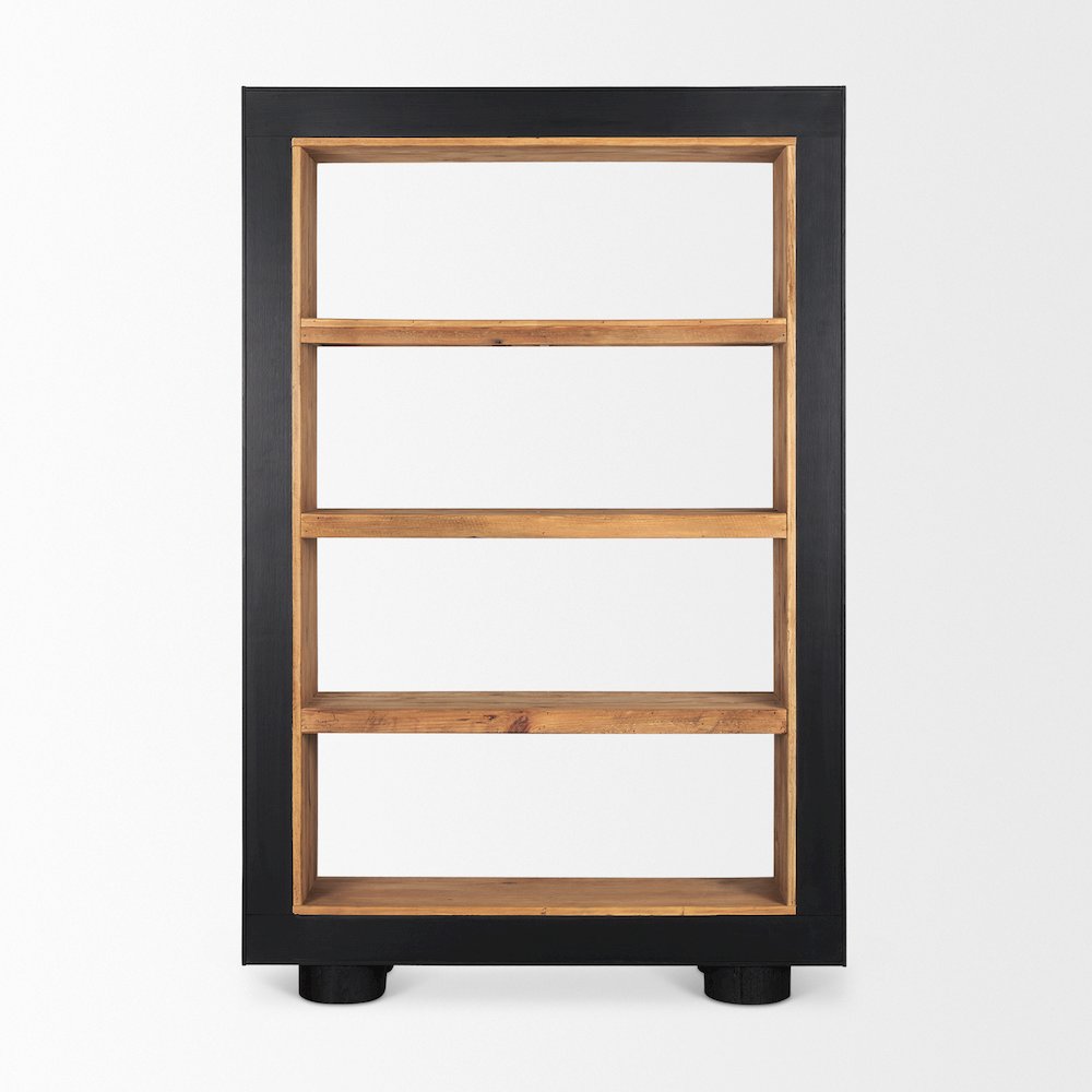 Natural Wood Black Oak Frame Bookcase