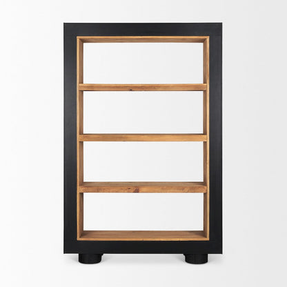 Natural Wood Black Oak Frame Bookcase