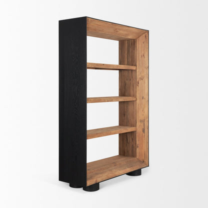 Natural Wood Black Oak Frame Bookcase