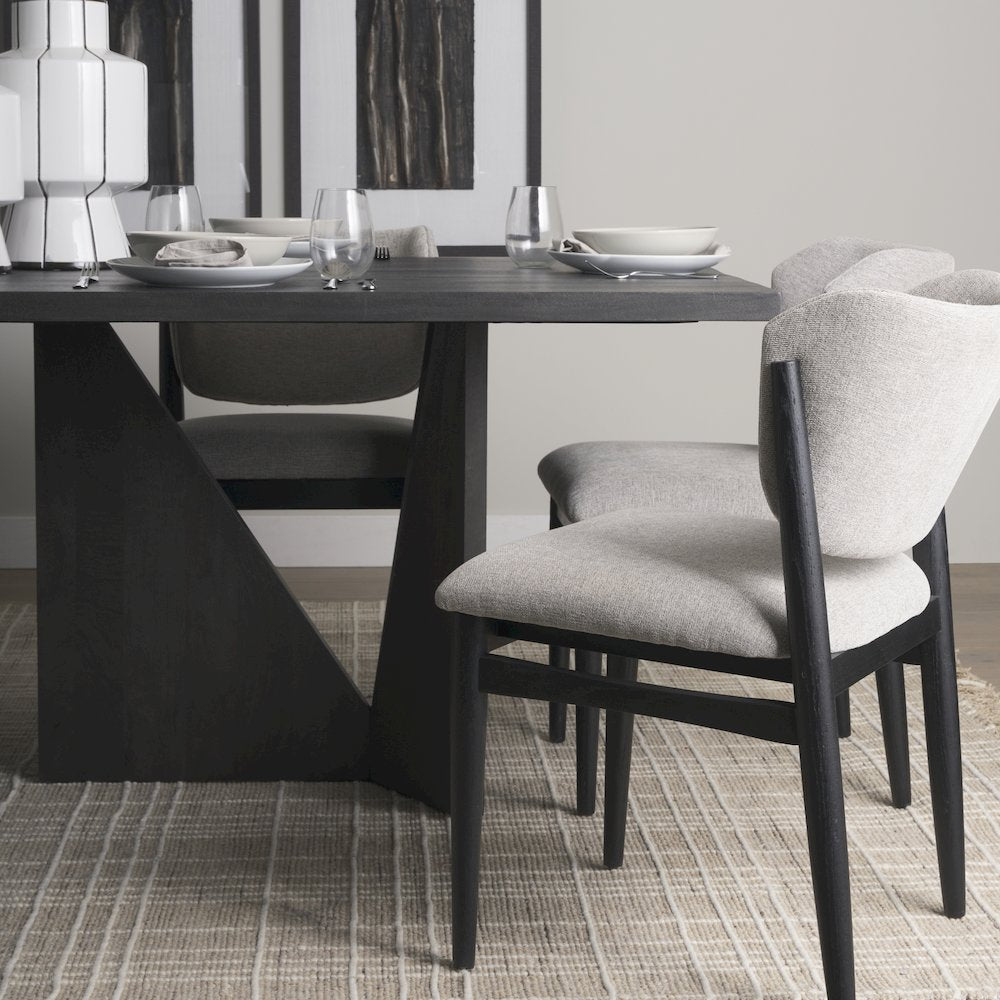 Tarro 84" Rectangular Textured Black Wood Geometrical Base Dining Table