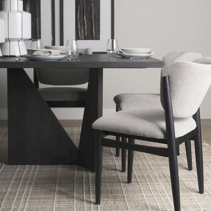 Tarro 84" Rectangular Textured Black Wood Geometrical Base Dining Table
