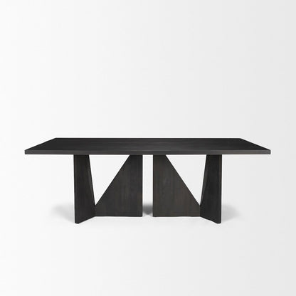Tarro 84" Rectangular Textured Black Wood Geometrical Base Dining Table