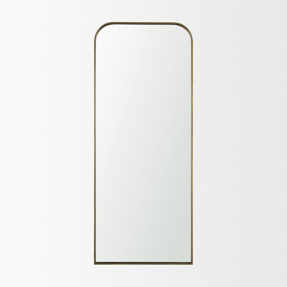 Tamira 75.8" Tall Brushed Brass Metal Arched Mirror