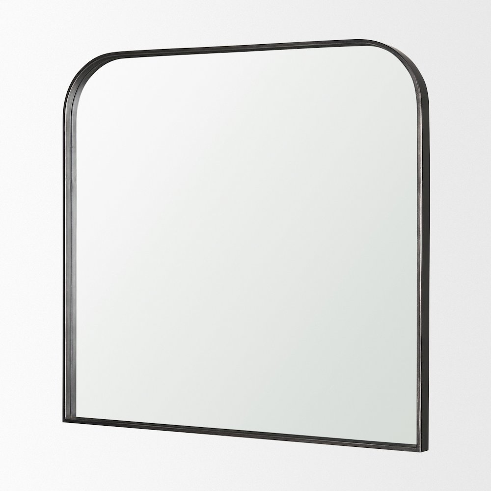 Timon Brushed Black Metal Frame Square Arched Mirror