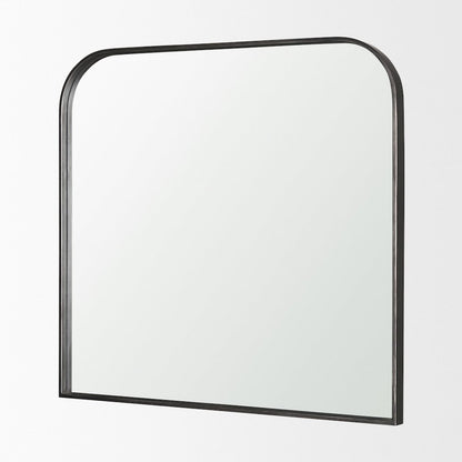 Timon Brushed Black Metal Frame Square Arched Mirror