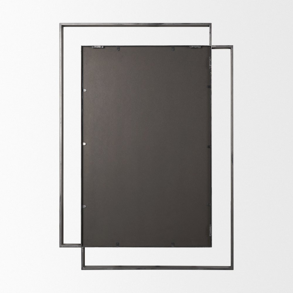 Tiva Rectangular Dual Metal Frame Gunmetal Mirror