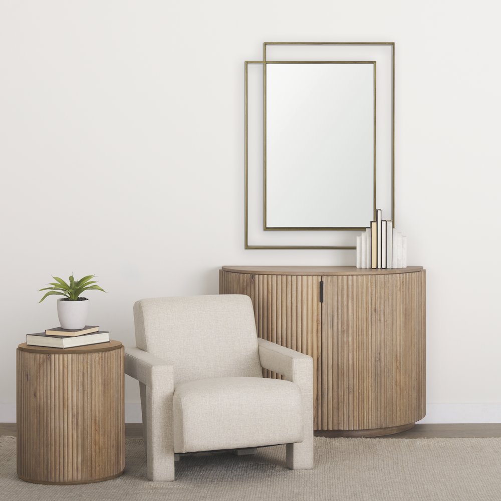 Tiva Rectangular Dual Brushed Gold Metal Framed Mirror