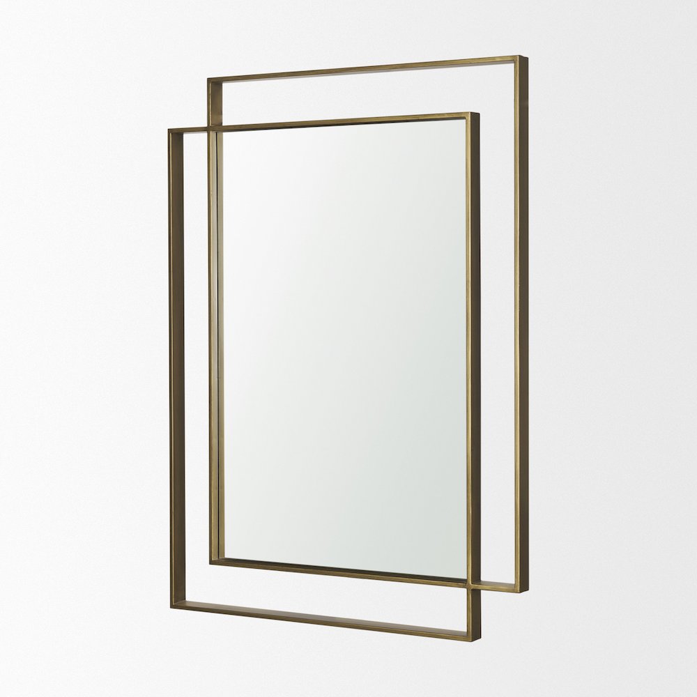 Tiva Rectangular Dual Brushed Gold Metal Framed Mirror