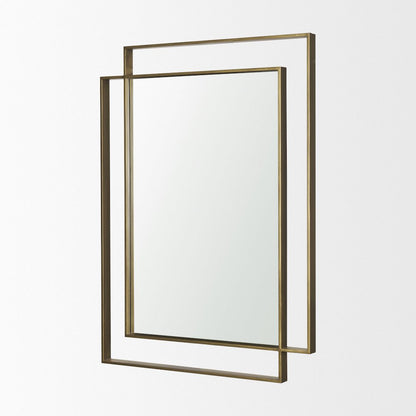 Tiva Rectangular Dual Brushed Gold Metal Framed Mirror