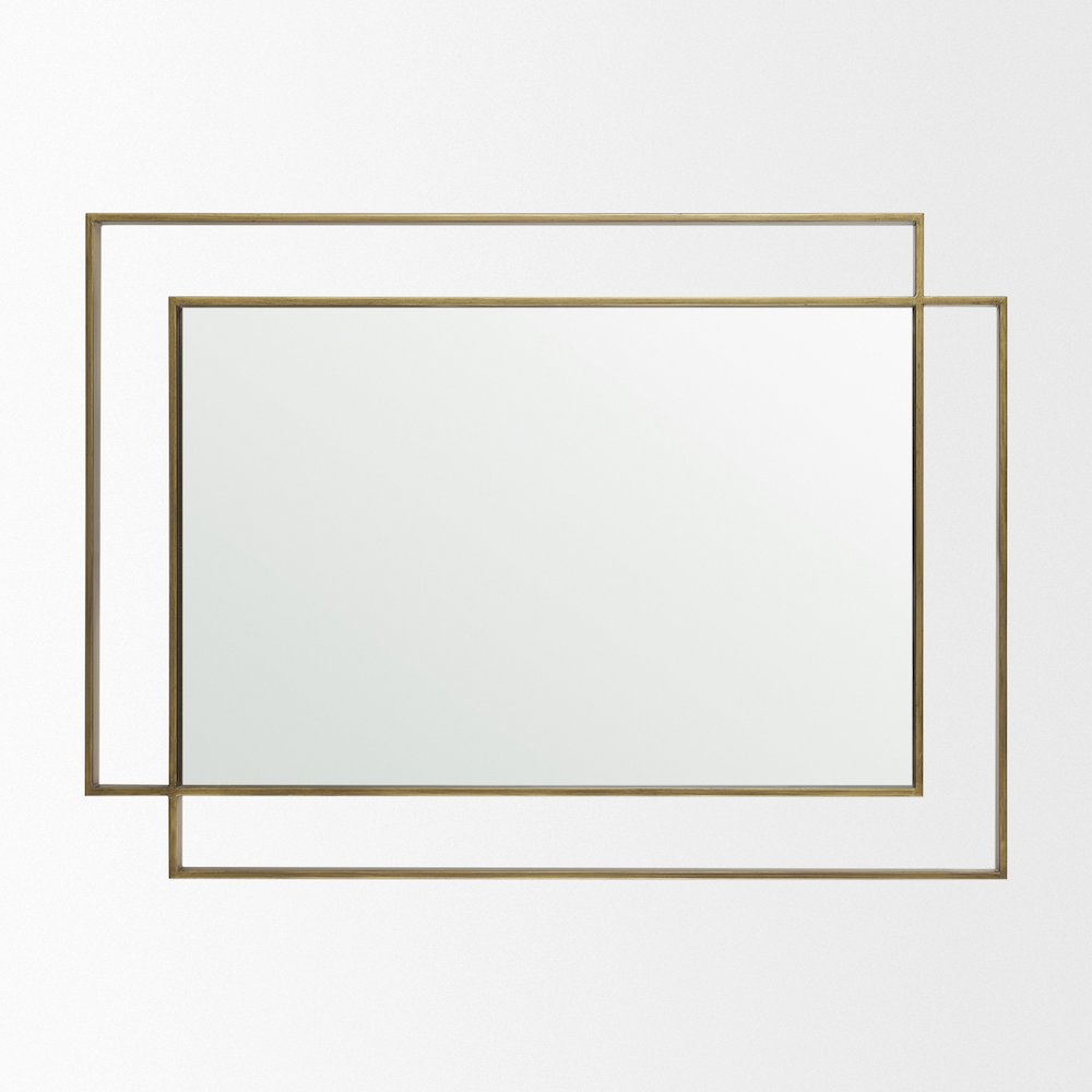 Tiva Rectangular Dual Brushed Gold Metal Framed Mirror