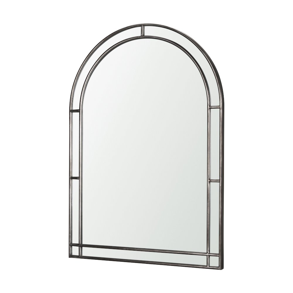 Tiffany Brushed Black Metal Double Frame Arched Mirror