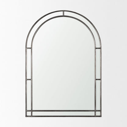 Tiffany Brushed Black Metal Double Frame Arched Mirror