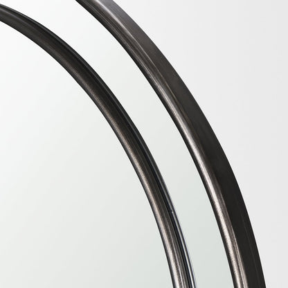 Tiffany Brushed Black Metal Double Frame Arched Mirror