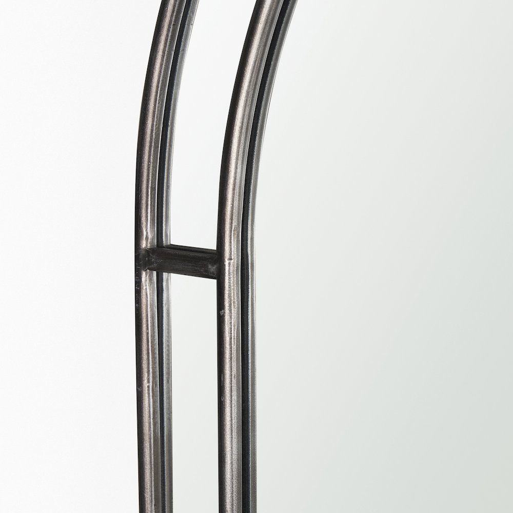 Tiffany Brushed Black Metal Double Frame Arched Mirror