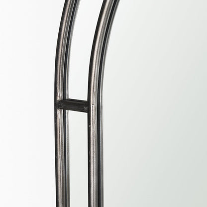 Tiffany Brushed Black Metal Double Frame Arched Mirror