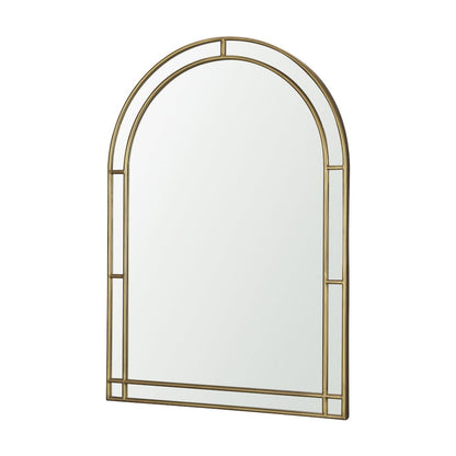 Tiffany Brushed Gold Double Frame Metal Arched Mirror