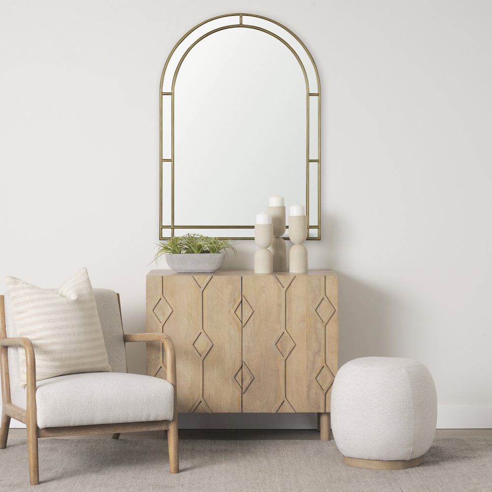 Tiffany Brushed Gold Double Frame Metal Arched Mirror