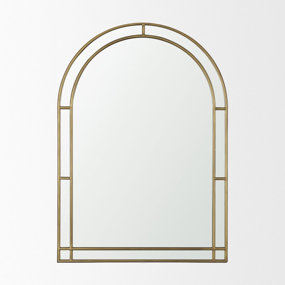 Tiffany Brushed Gold Double Frame Metal Arched Mirror