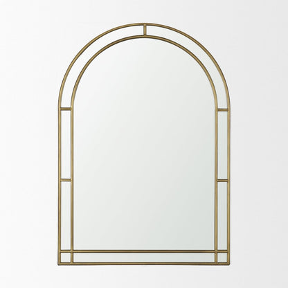 Tiffany Brushed Gold Double Frame Metal Arched Mirror