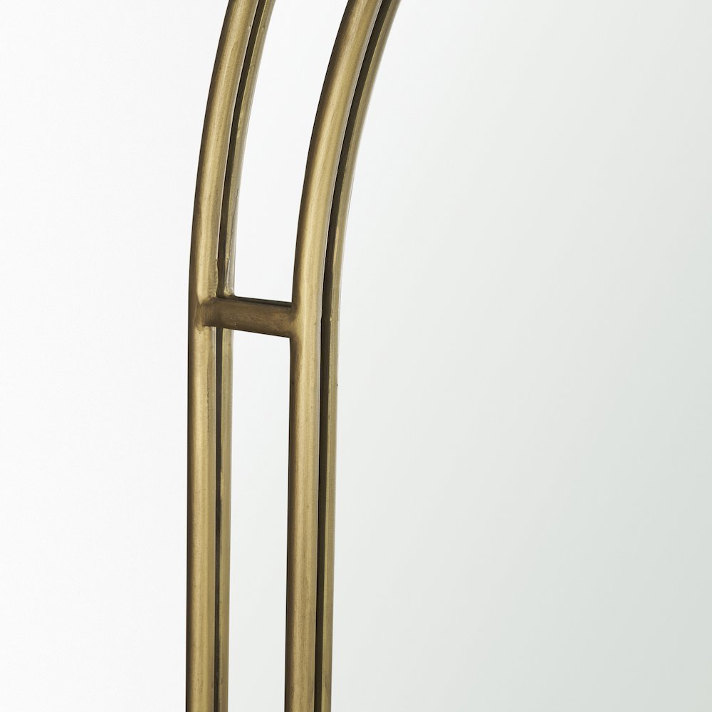 Tiffany Brushed Gold Double Frame Metal Arched Mirror