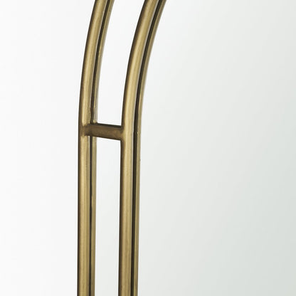 Tiffany Brushed Gold Double Frame Metal Arched Mirror
