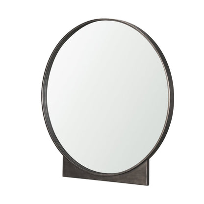Tillie Round Gunmetal Textured Metal Frame Wall Mirror