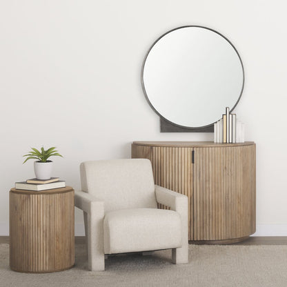 Tillie Round Gunmetal Textured Metal Frame Wall Mirror