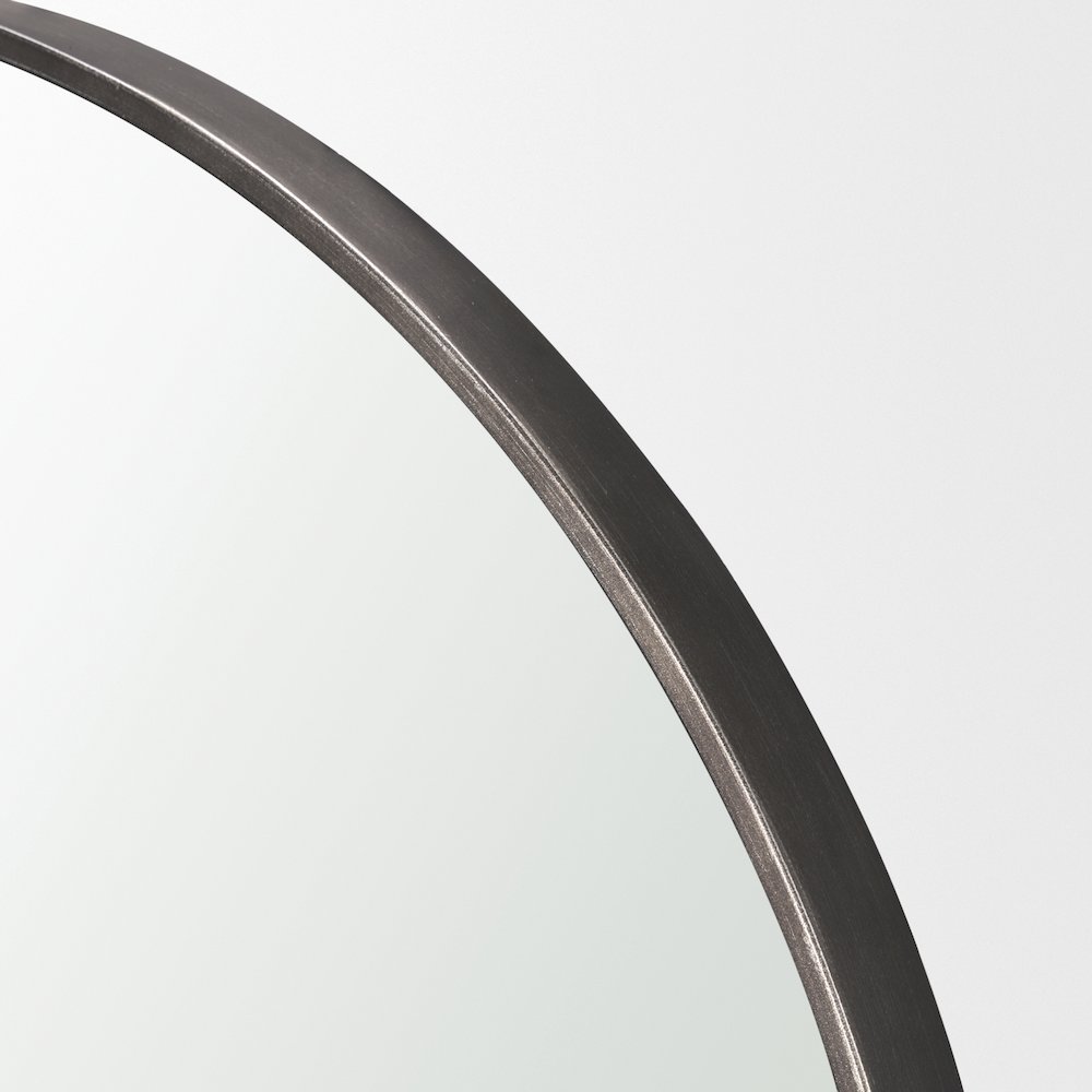 Tillie Round Gunmetal Textured Metal Frame Wall Mirror