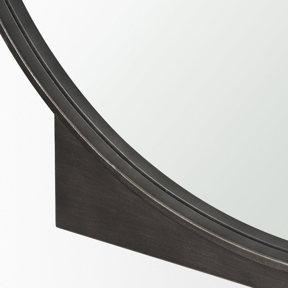 Tillie Round Gunmetal Textured Metal Frame Wall Mirror