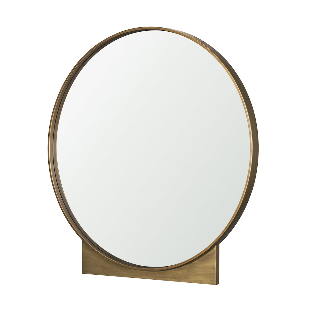 Tillie Round Brushed Gold Metal Frame Wall Mirror