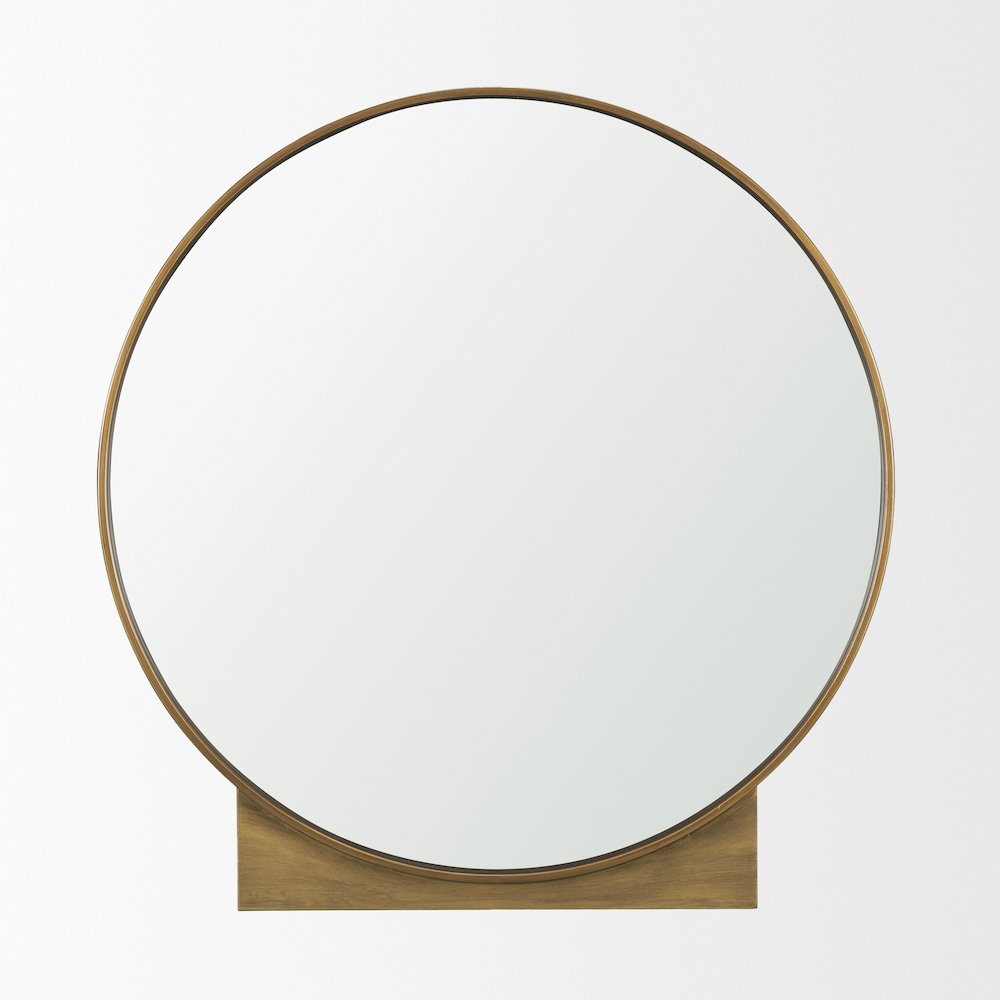 Tillie Round Brushed Gold Metal Frame Wall Mirror