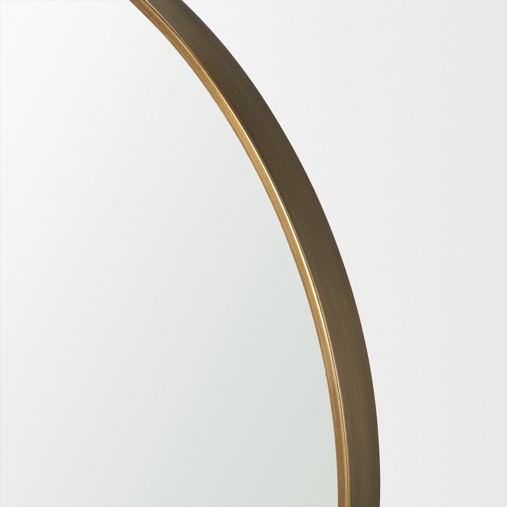 Tillie Round Brushed Gold Metal Frame Wall Mirror