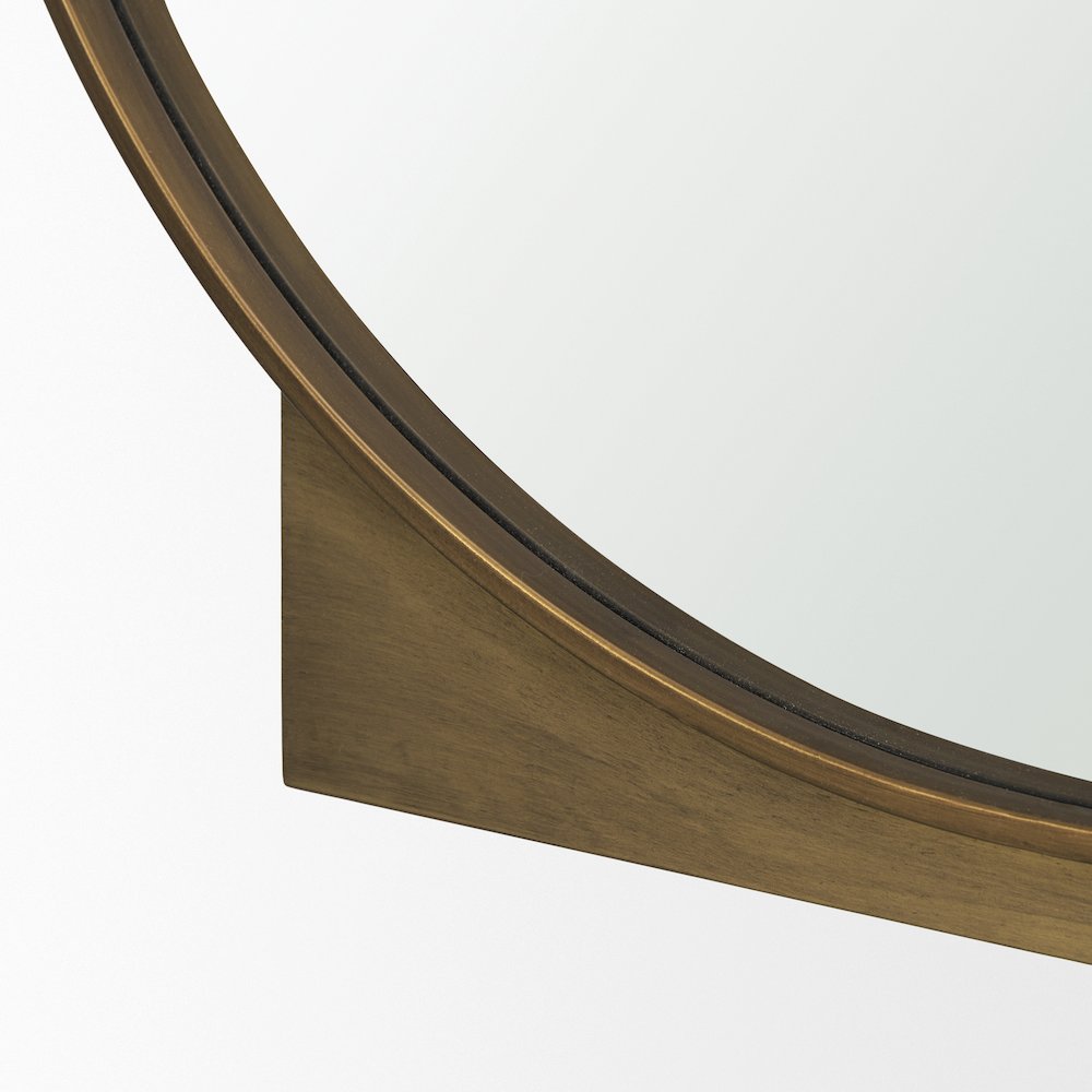 Tillie Round Brushed Gold Metal Frame Wall Mirror