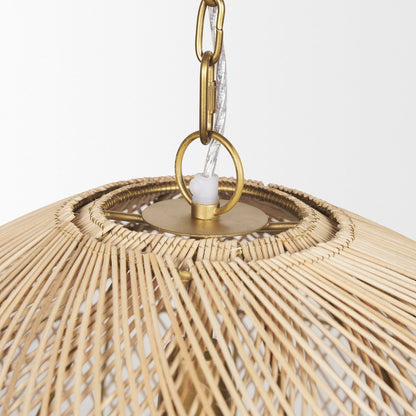 Thad 1-Light Natural Woven Rattan Dome Pendant