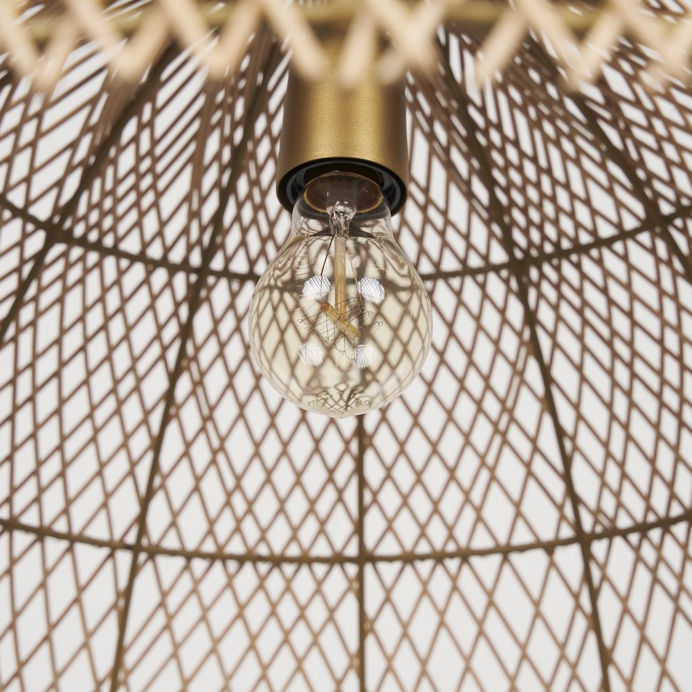 Thad 1-Light Natural Woven Rattan Dome Pendant