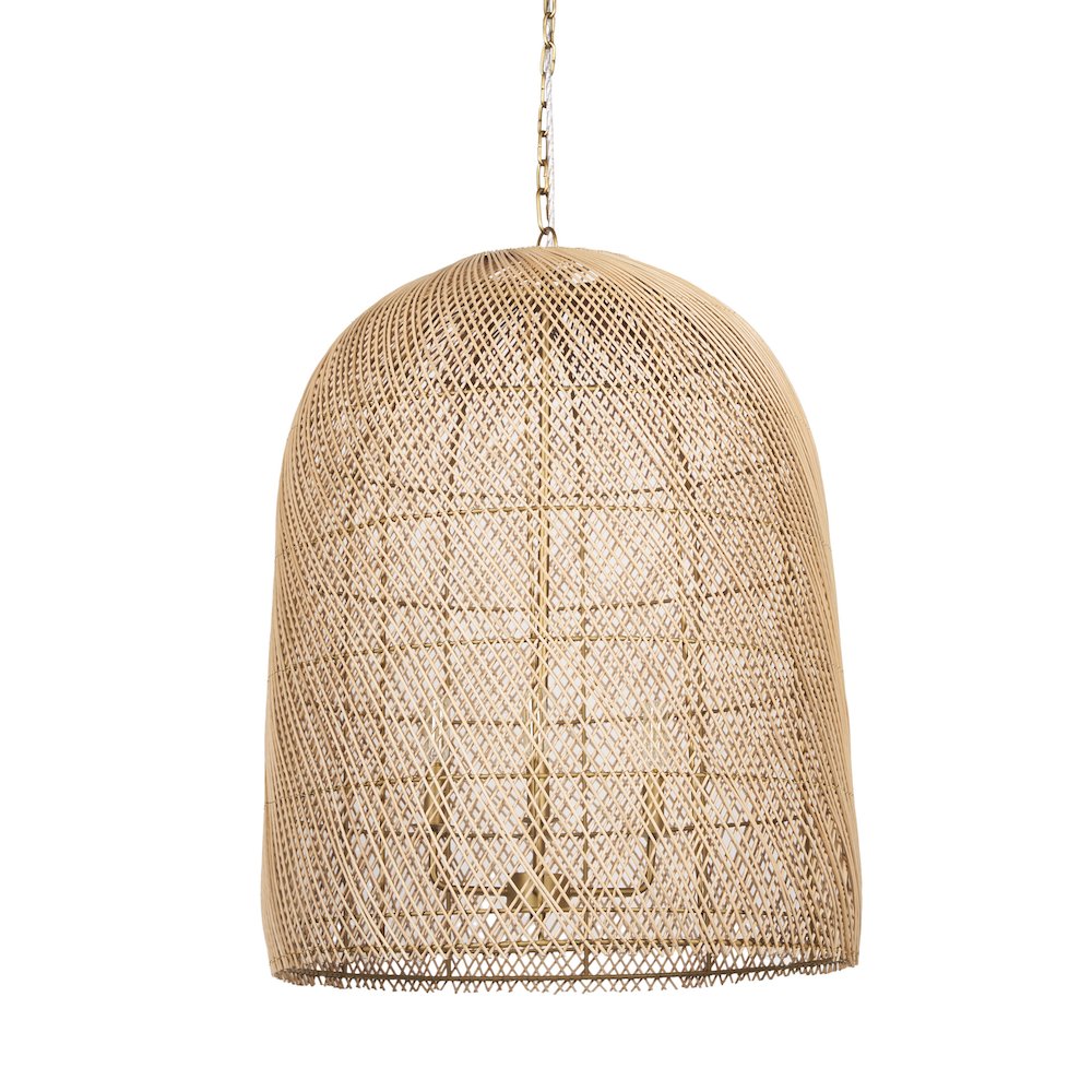 4-Light Natural Woven Rattan Foyer Chandelier