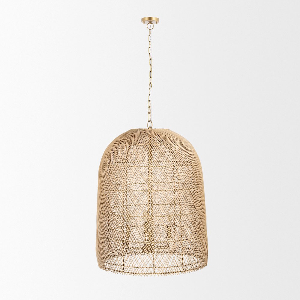 4-Light Natural Woven Rattan Foyer Chandelier